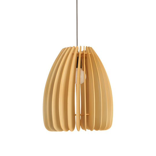 Handmade Wood Veneer Lantern Pendant Lamp – LED Nordic Japanese Style