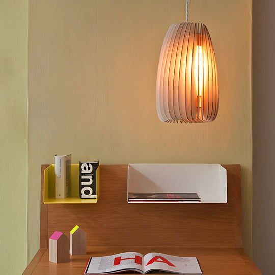 Handmade Wood Veneer Lantern Pendant Lamp – LED Nordic Japanese Style