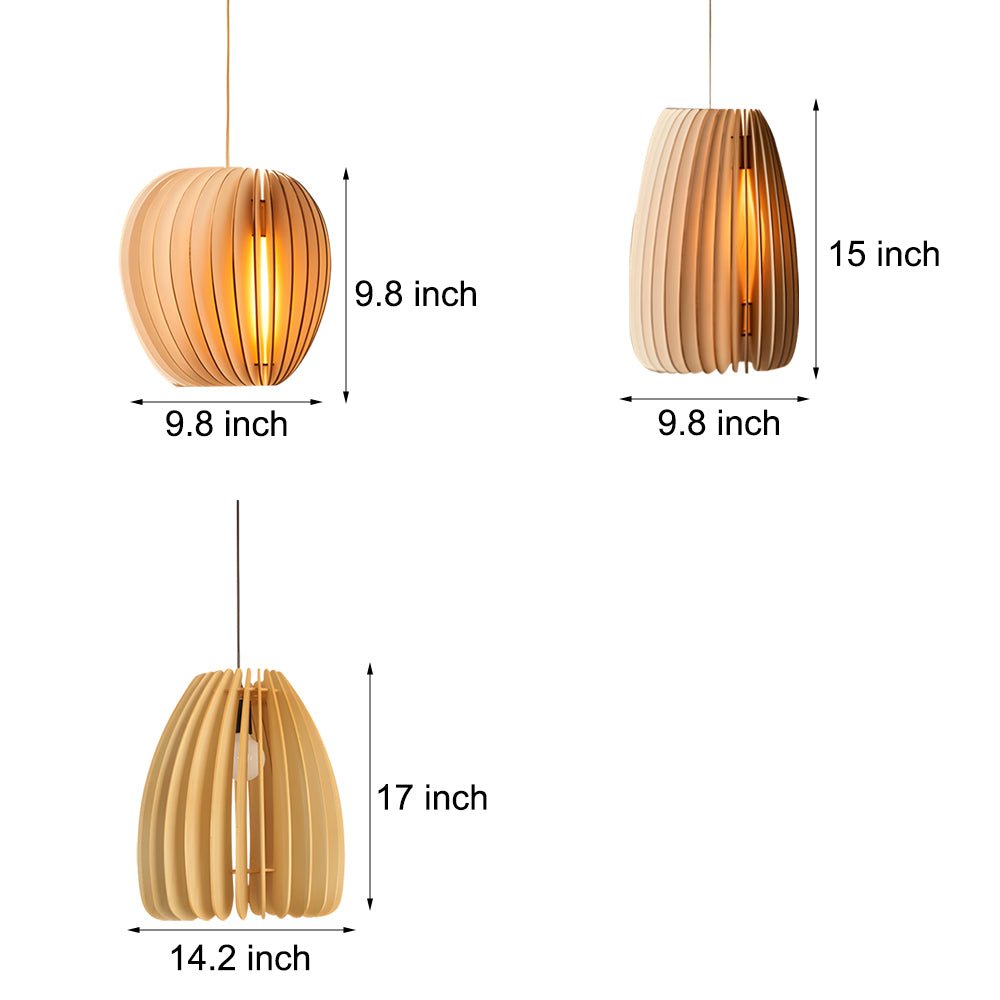 Handmade Wood Veneer Lantern Pendant Lamp – LED Nordic Japanese Style