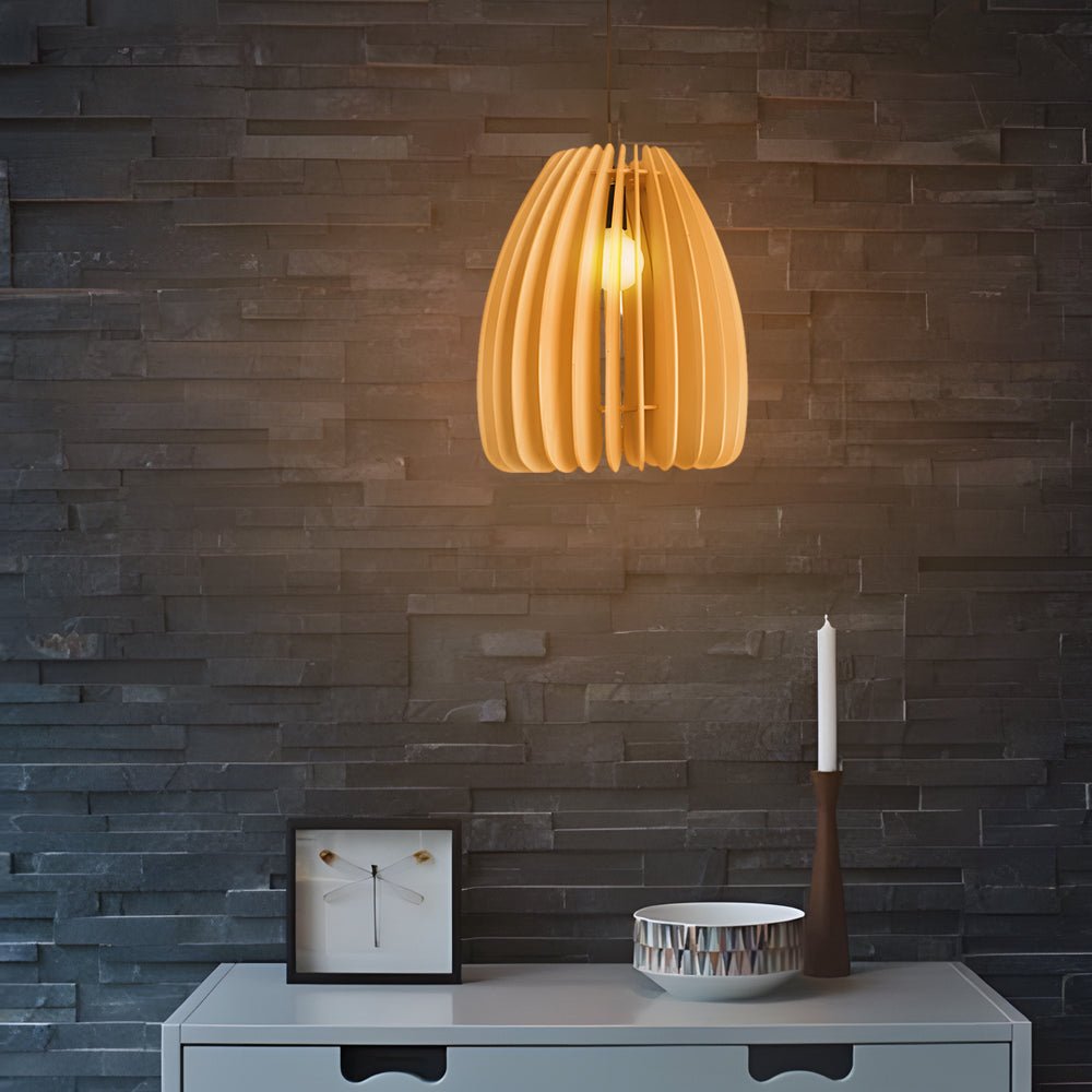 Handmade Wood Veneer Lantern Pendant Lamp – LED Nordic Japanese Style