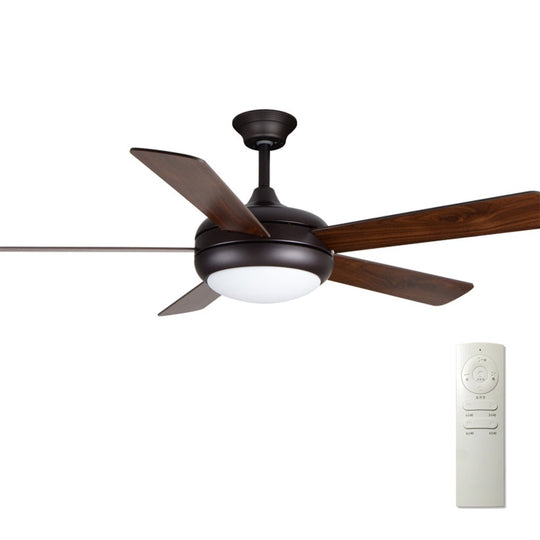 Retro Wood Blade Ceiling Fan with LED Light and Remote