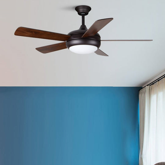 Retro Wood Blade Ceiling Fan with LED Light and Remote