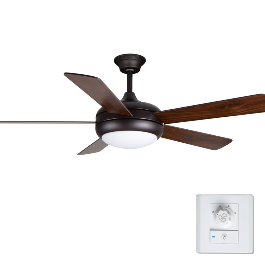Retro Wood Blade Ceiling Fan with LED Light and Remote