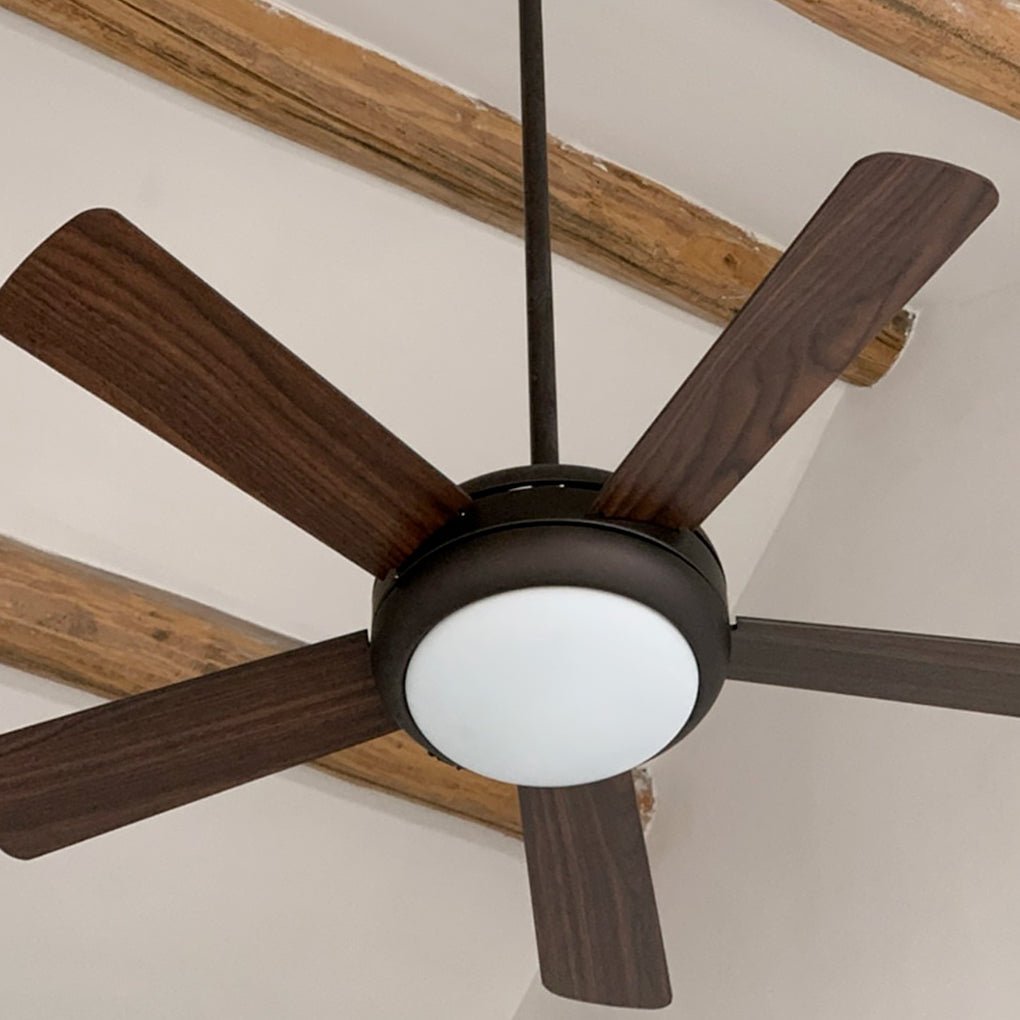 Retro Wood Blade Ceiling Fan with LED Light and Remote