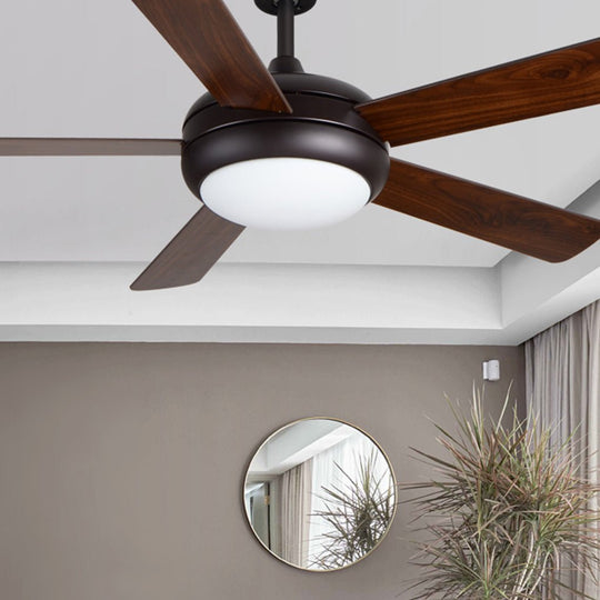 Retro Wood Blade Ceiling Fan with LED Light and Remote
