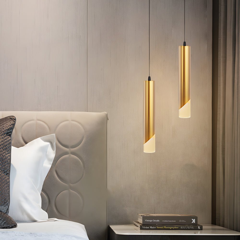 Hardware Slender Cylinder 3 Step Dimming Gold Modern LED Pendant Light