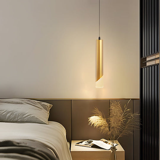 Hardware Slender Cylinder 3 Step Dimming Gold Modern LED Pendant Light