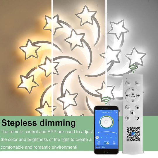 Celestial Shooting Stars LED Flush Mount Ceiling Light – Dimmable White Design