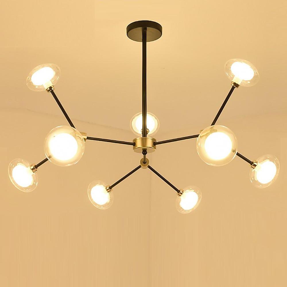 9-Light Glass LED Nordic Sputnik Chandelier – Modern Hanging Ceiling Light