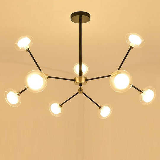 9-Light Glass LED Nordic Sputnik Chandelier – Modern Hanging Ceiling Light