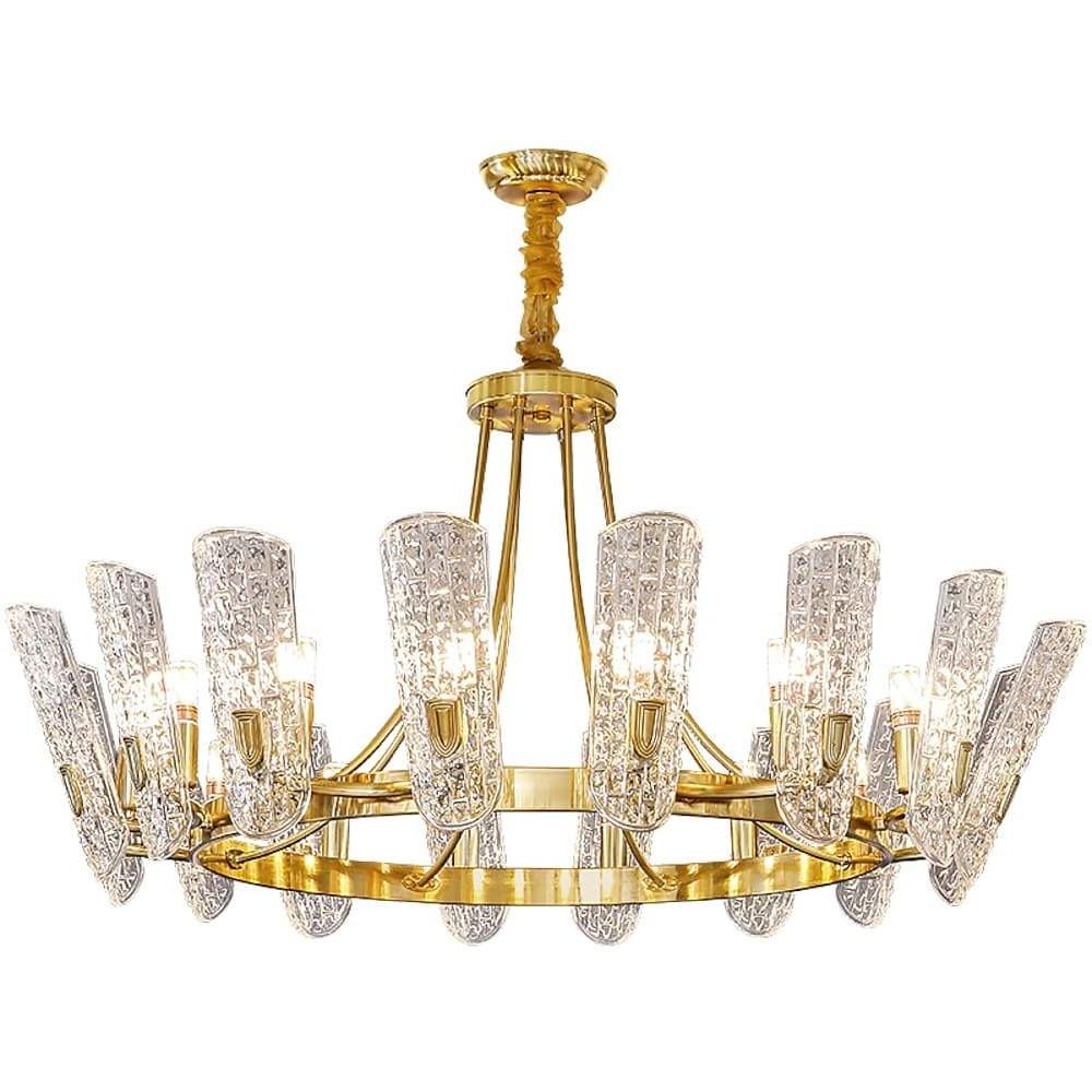 8 Light LED Electroplated Metal and Glass Chandelier Classic Gold Ceiling Light