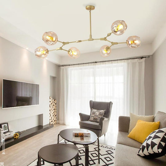 Nordic Contemporary Molecule Chandelier – 6-Light Blown Glass Ceiling Fixture