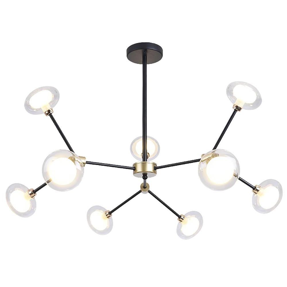 9-Light Glass LED Nordic Sputnik Chandelier – Modern Hanging Ceiling Light