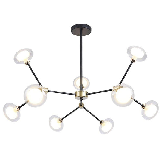 9-Light Glass LED Nordic Sputnik Chandelier – Modern Hanging Ceiling Light