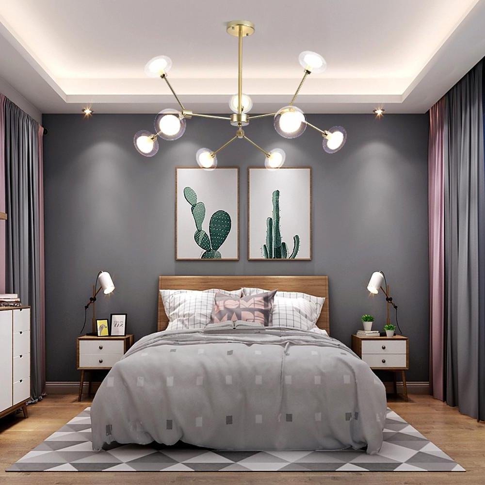 9-Light Glass LED Nordic Sputnik Chandelier – Modern Hanging Ceiling Light