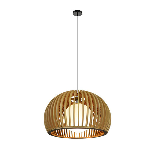 Hemispherical Wood Birdcage Glass Ball Shade Creative Modern Chandelier