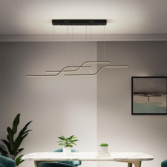 Linear Curved Minimalist LED Modern Chandelier
