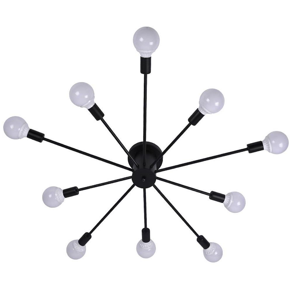 Metal Large Flush Mount Ceiling Light with 10 Sporadically Positioned LED/Incandescent Lights