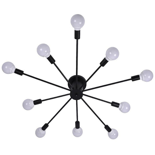Metal Large Flush Mount Ceiling Light with 10 Sporadically Positioned LED/Incandescent Lights