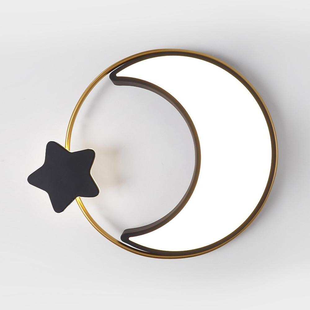Moon and Star Dimmable Flush Mount LED Kids Bedroom Ceiling Light