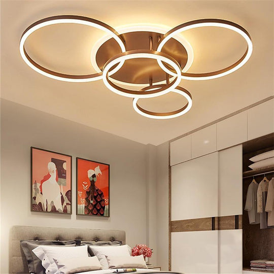 4 Circle Dimmable LED Modern Flush Mount Ceiling Light Fixtures