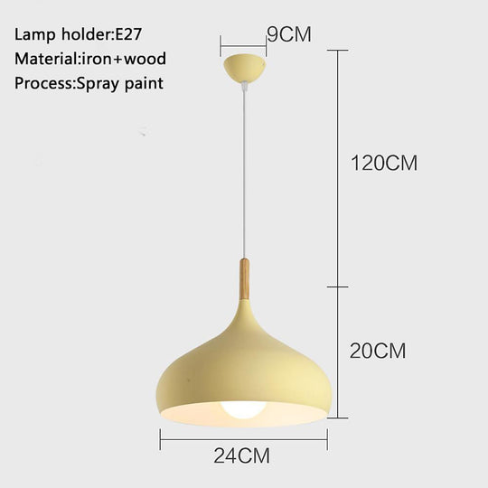Decorative Cone Metal Wood Pendant Light