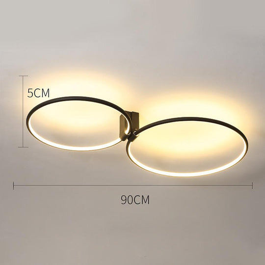 2-Circle Metal Abstract LED Flush Mount Ceiling Light