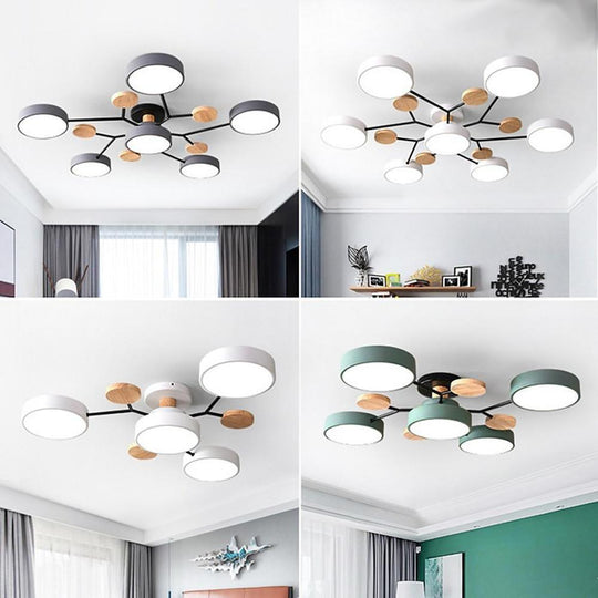 Sputnik – Artistic Metal and Wood Chandelier for Kids Room, Bedroom, and Living Spaces