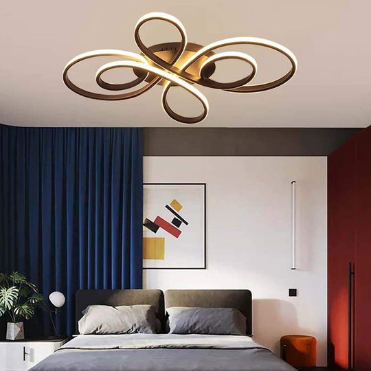 Artistic Curved Dimmable LED Modern Ceiling Light Chandelier Flush Mount Lighting