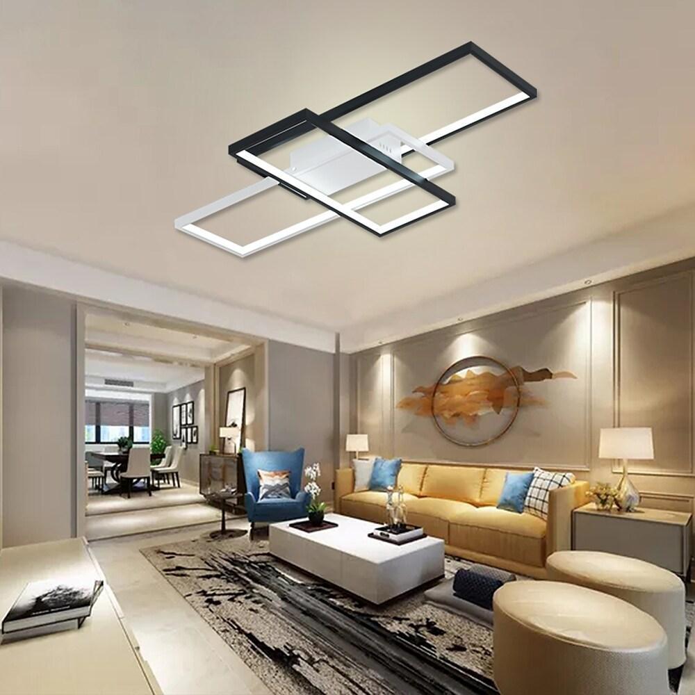 Multi Rectangle Large Flush Mount LED Ceiling Light with 3 Tiers