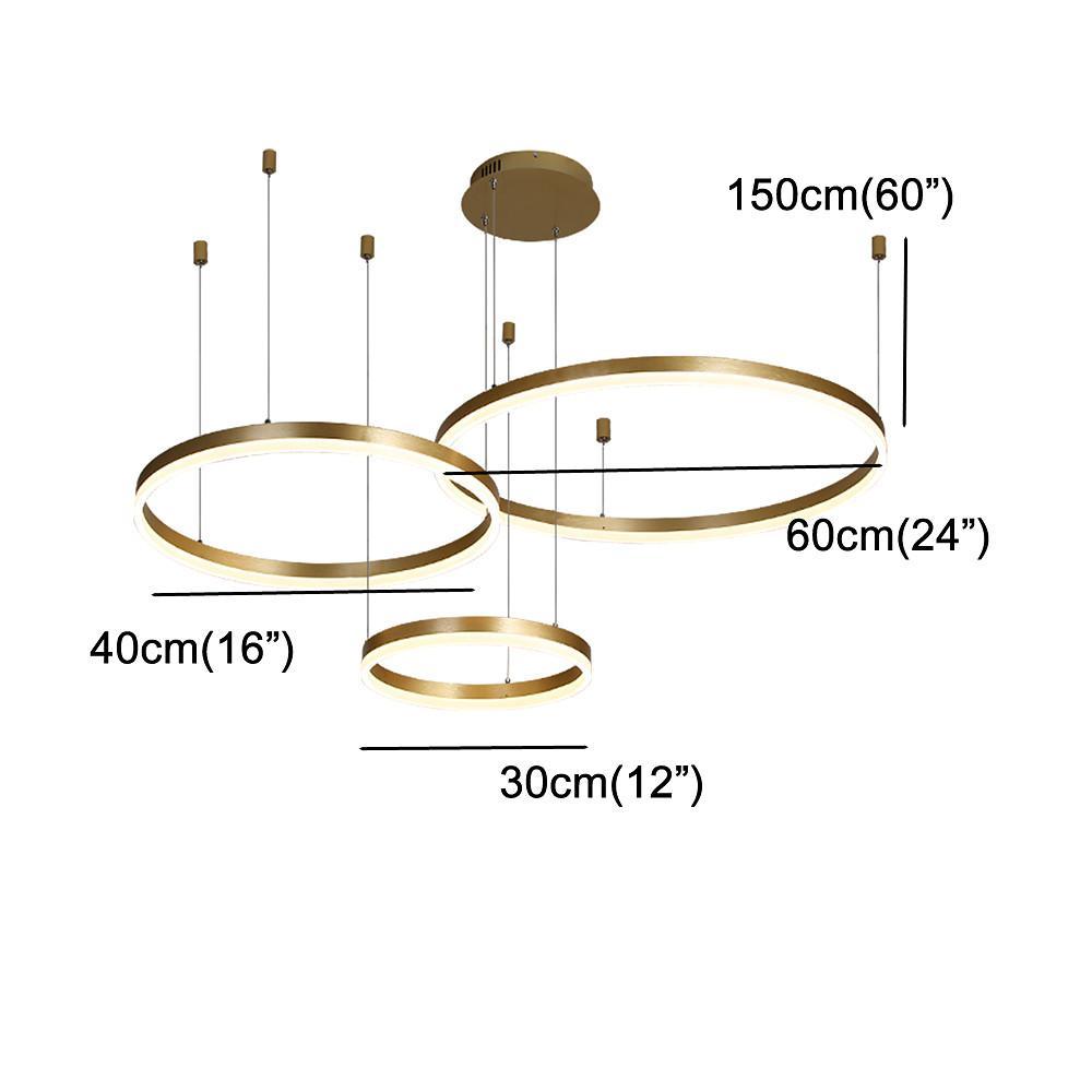 3 Ring Modern Gold Coffee Electroplated Dining Room Chandelier