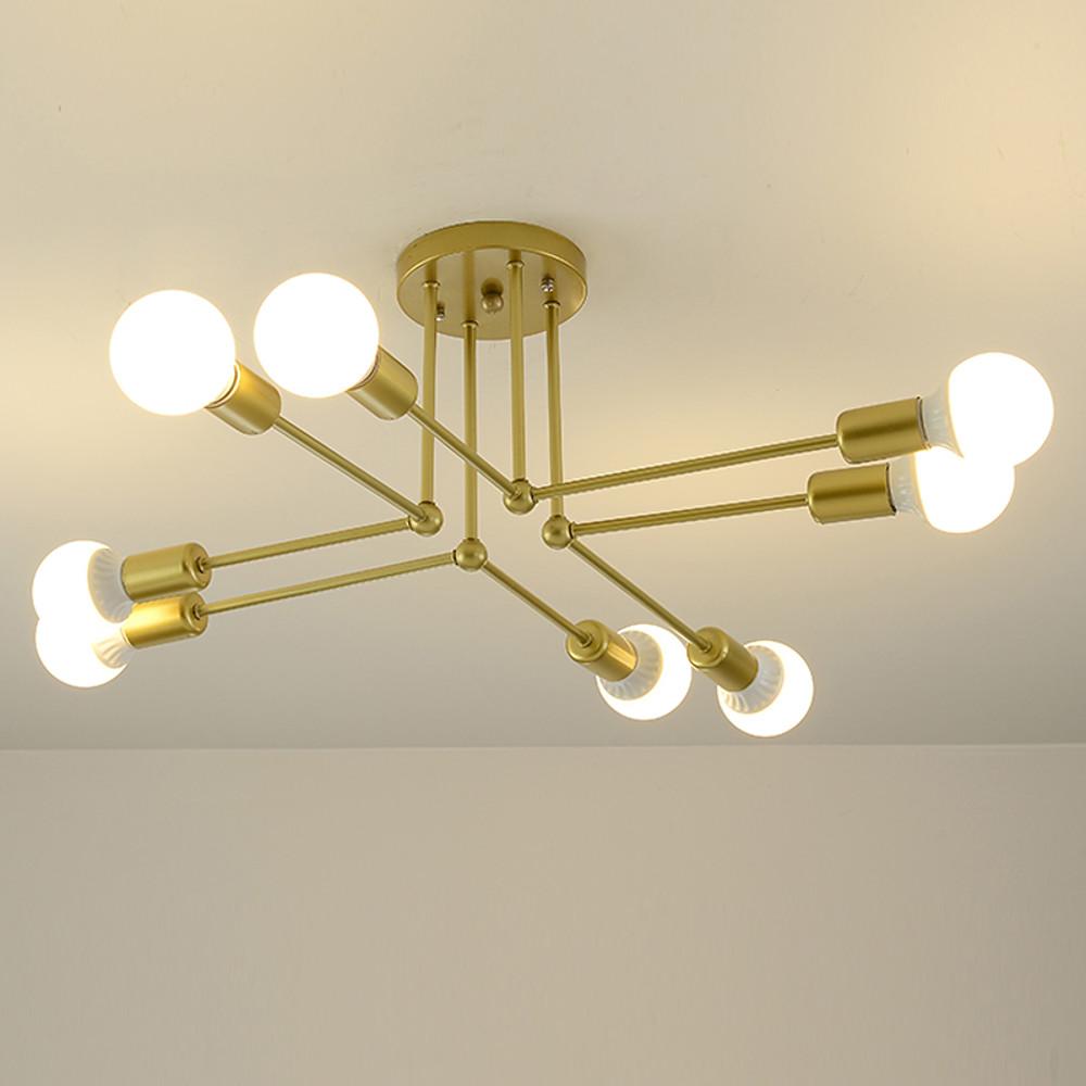 8-Light Modern Linear Gold Flush Mount LED Ceiling Light