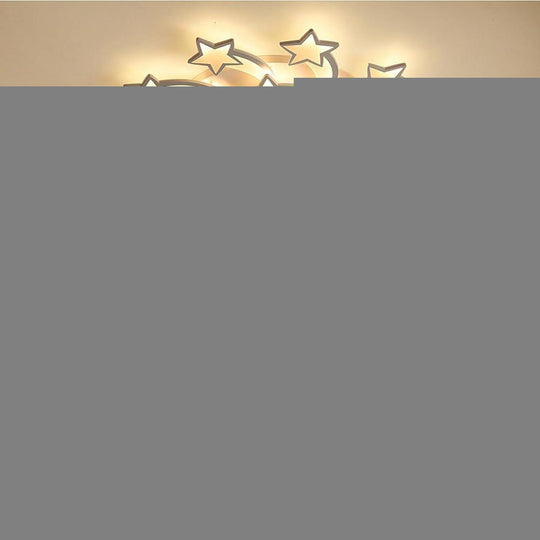 Celestial Shooting Stars LED Flush Mount Ceiling Light – Dimmable White Design