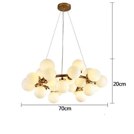 Clustered Glass Globe Electroplated Metal LED Modern Chandelier