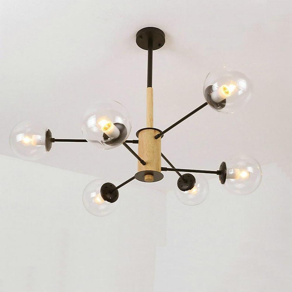 Mini Style 6 Lights Glass LED Modern Sputnik Chandelier