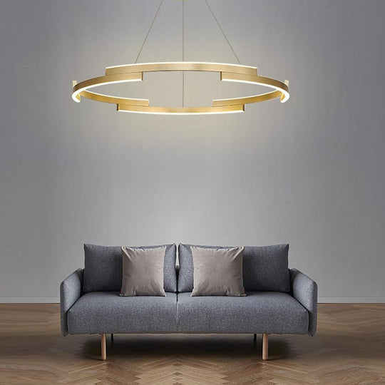 Interlocking Round Gold LED Modern Chandelier