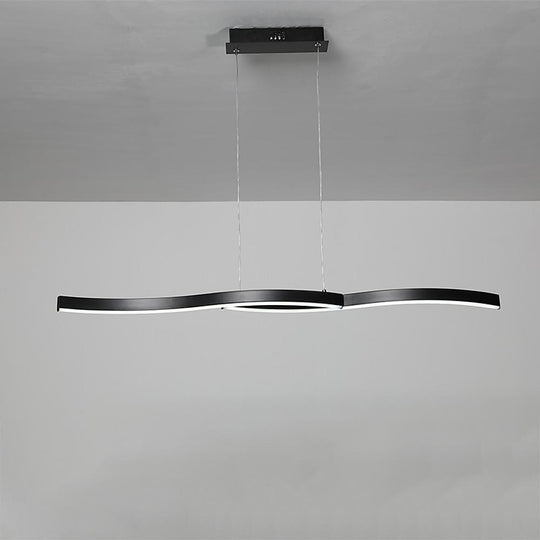 Dual Wave Metal & PVC Island Dining Chandelier – 2-Light LED