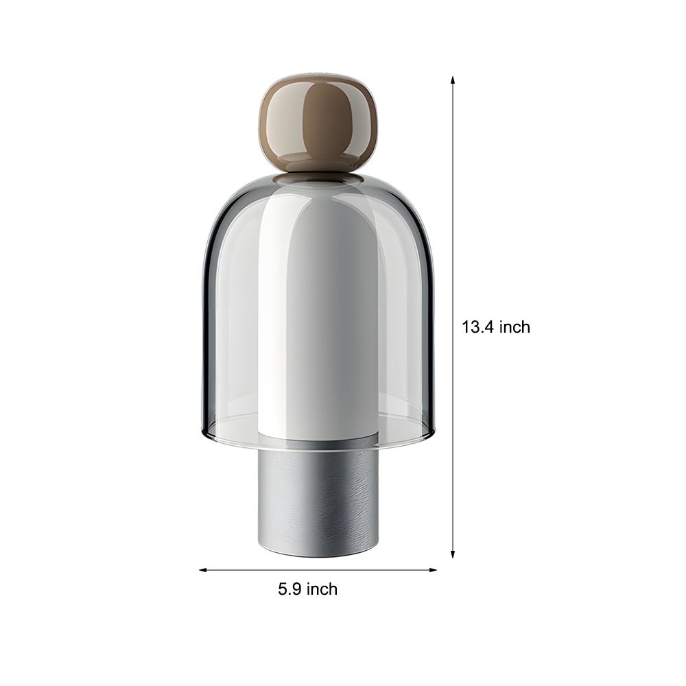 Humanoid Accent LED Table Lamp with Glass Shade and Metal Base