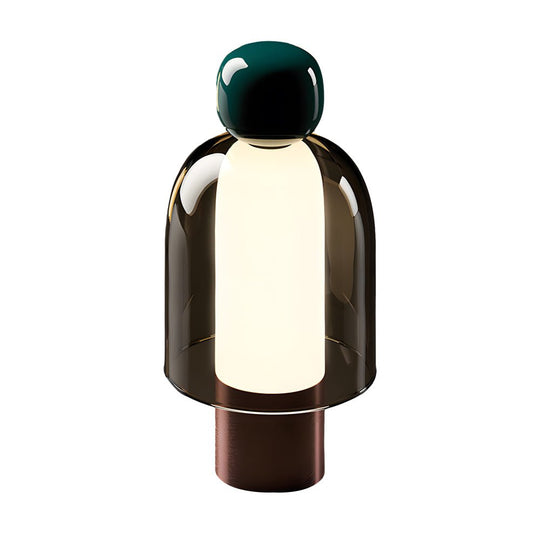 Humanoid Accent LED Table Lamp with Glass Shade and Metal Base