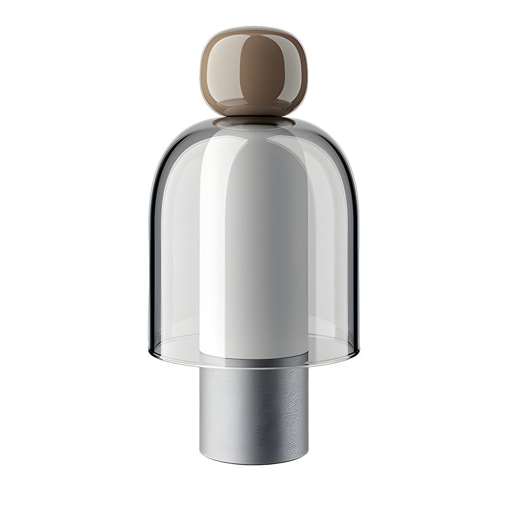 Humanoid Accent LED Table Lamp with Glass Shade and Metal Base