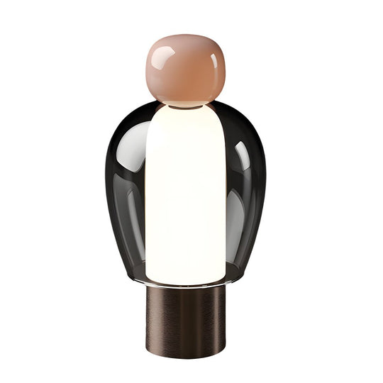 Humanoid Accent LED Table Lamp with Glass Shade and Metal Base