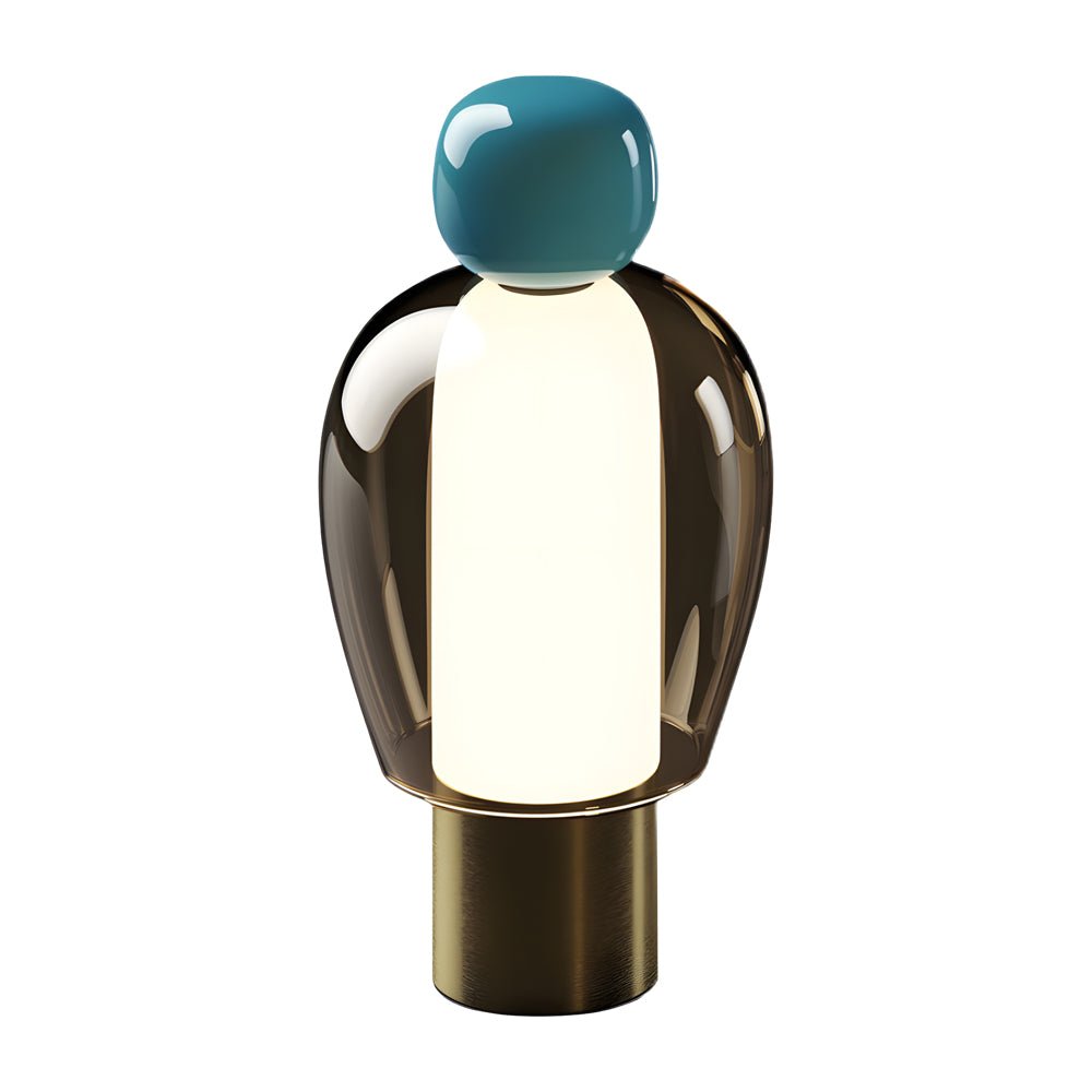Humanoid Accent LED Table Lamp with Glass Shade and Metal Base