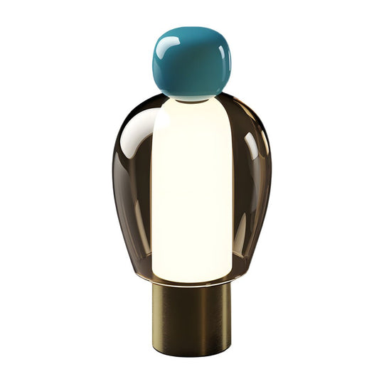 Humanoid Accent LED Table Lamp with Glass Shade and Metal Base