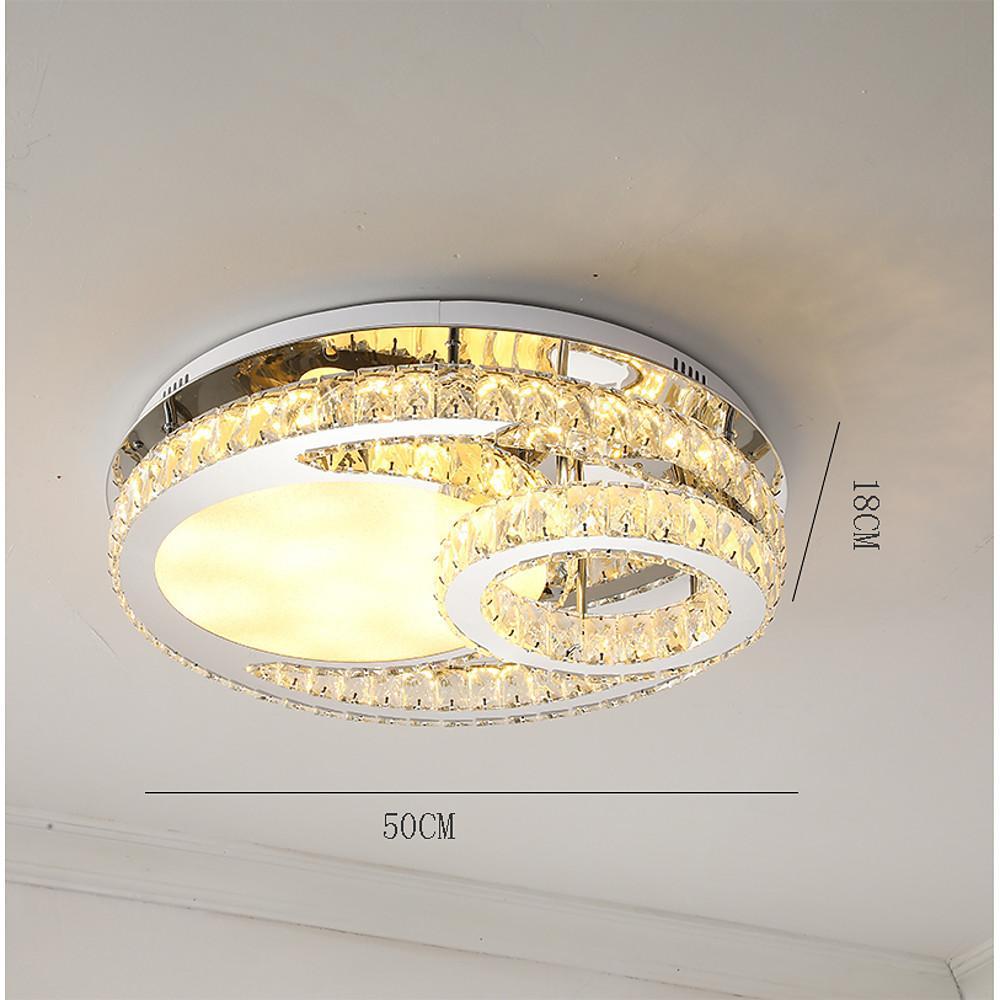 Overlapping Circles Crystal Stainless Steel LED Flush Mount Ceiling Light