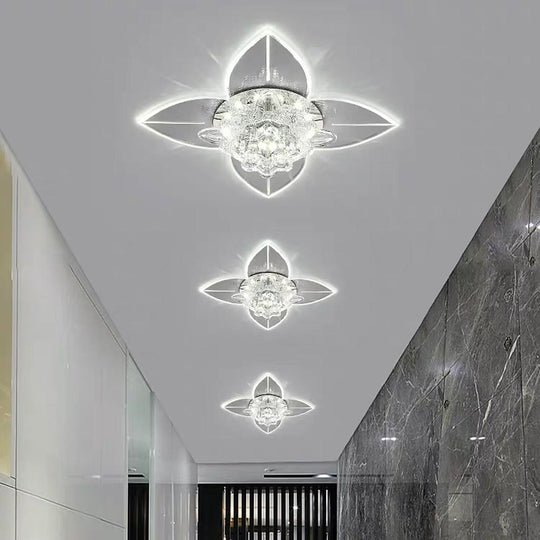 4-Pointed Classic Star LED Multi-Color Crystal Modern Flush Mount Ceiling Light