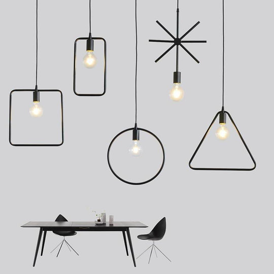 Metal Black and Gold Ceiling Light – Rounded Square Pendant