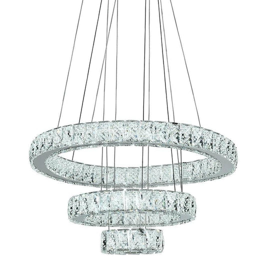 Modern 3-Tier Circles Suspended Crystal LED Chandelier