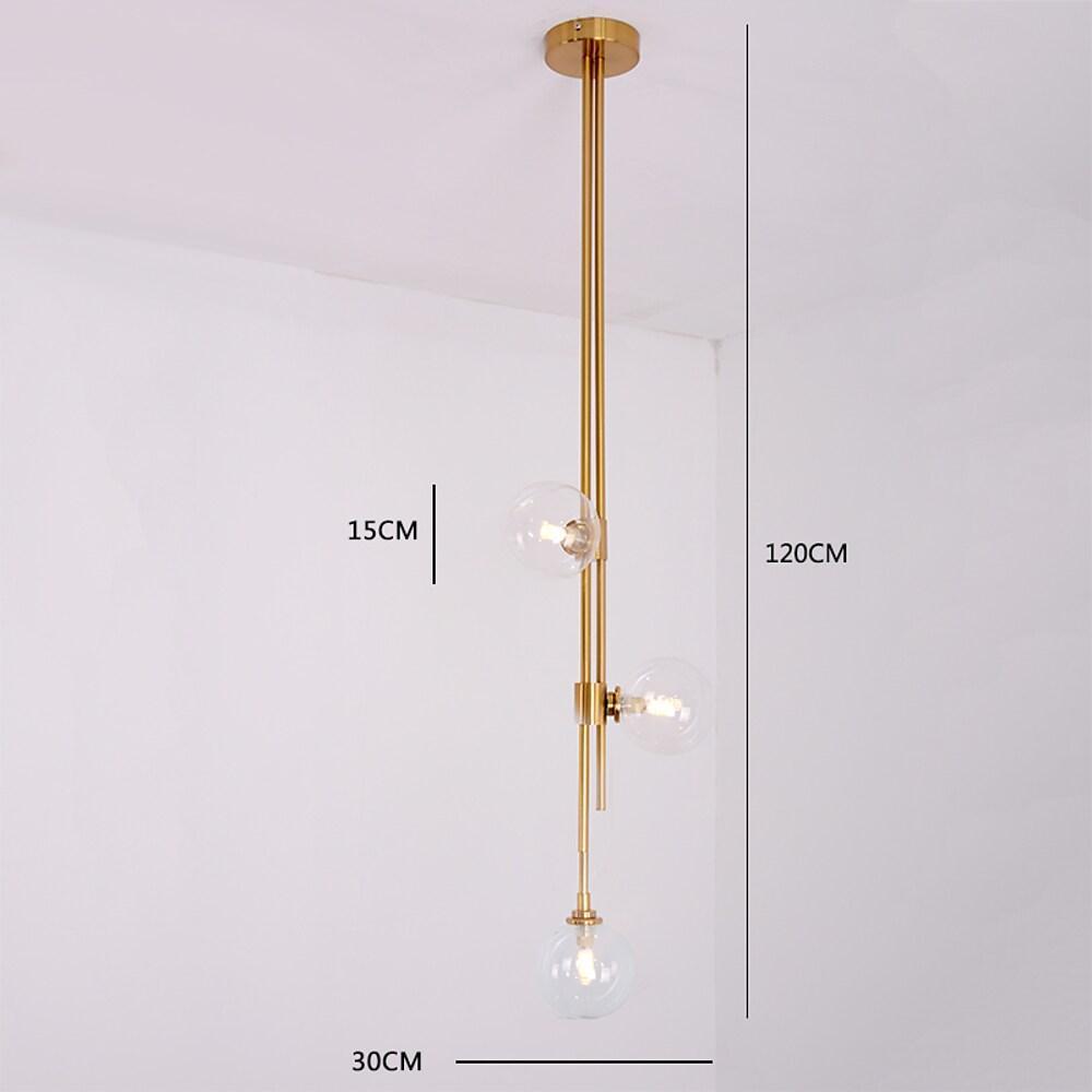 Elongated Gold Metal Glass LED Pendant Light