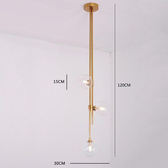 Elongated Gold Metal Glass LED Pendant Light