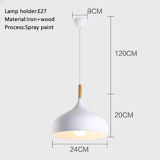 Decorative Cone Metal Wood Pendant Light